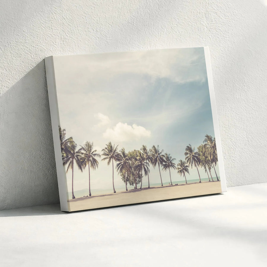 Vintage Palm Tree Canvas Wall Art | Tropical Beach Landscape Photo | Premium High-Resolution Print | Gift for Home Office Decor
