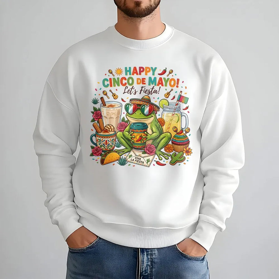 Cinco de Mayo Frog Sweatshirt | Funny Fiesta Graphic Sweatshirt | Premium Cotton-Blend | Unisex Mexican Party Celebration Gift