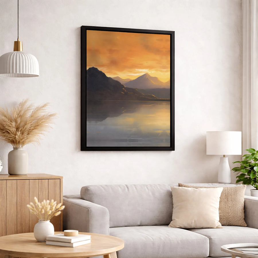Mountain Lake Sunset Canvas Wall Art | Golden Hour Nature Landscape Print | Gallery Quality 1.25" Thick | Modern Home Office Decor Gift