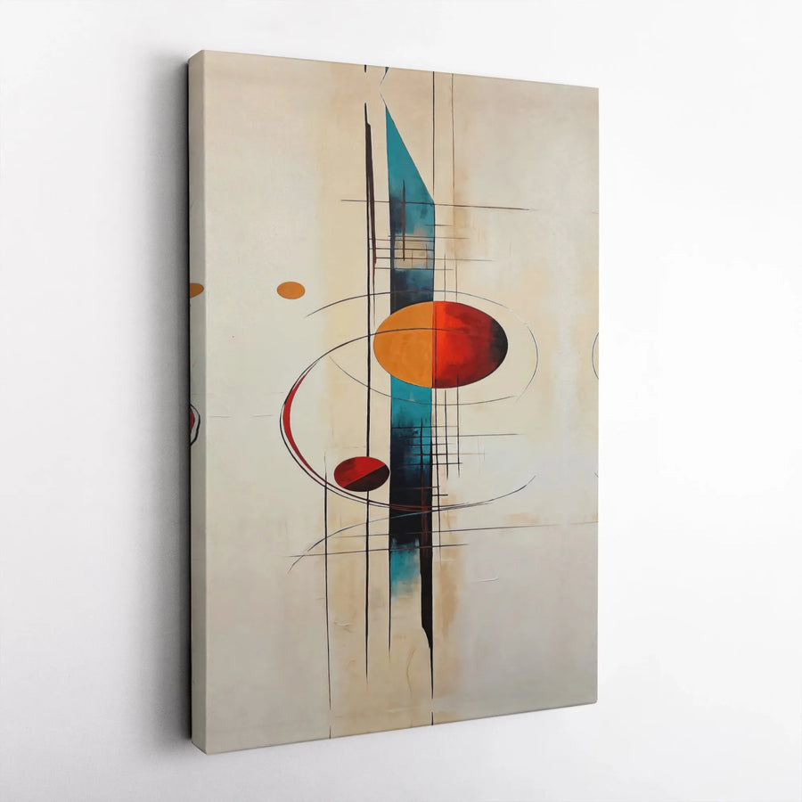 Abstract Geometric Canvas Wall Art | Mid Century Modern Vertical Print | Premium Gallery Wrapped Artwork | Modern Living Room & Office Decor Gift