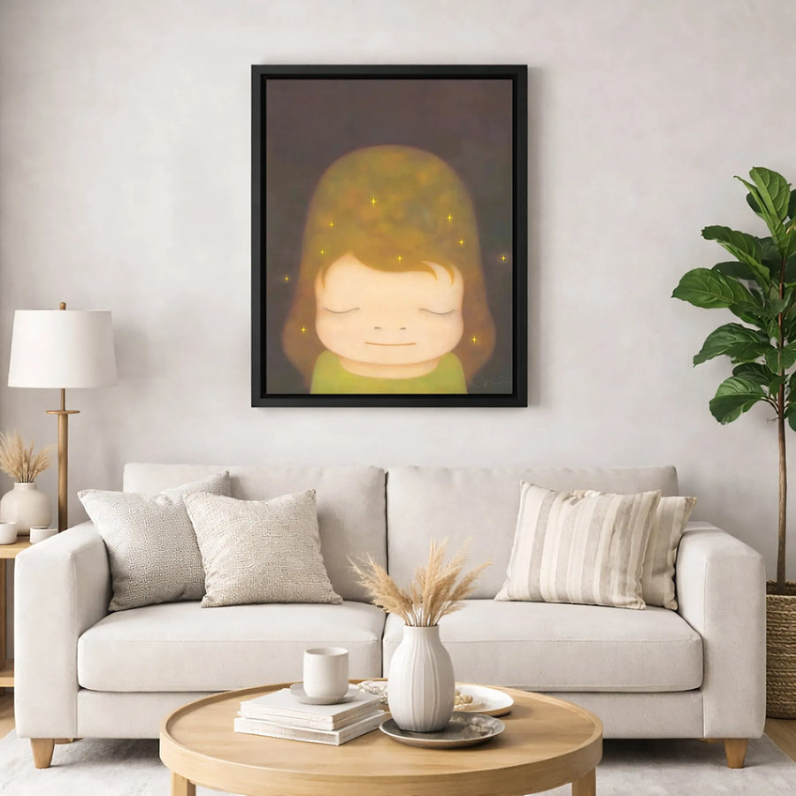 Whimsical Girl Wall Art | Sparkling Stars Illustration Print | Gallery-Quality 1.25-Inch Canvas | Modern Home & Bedroom Decor