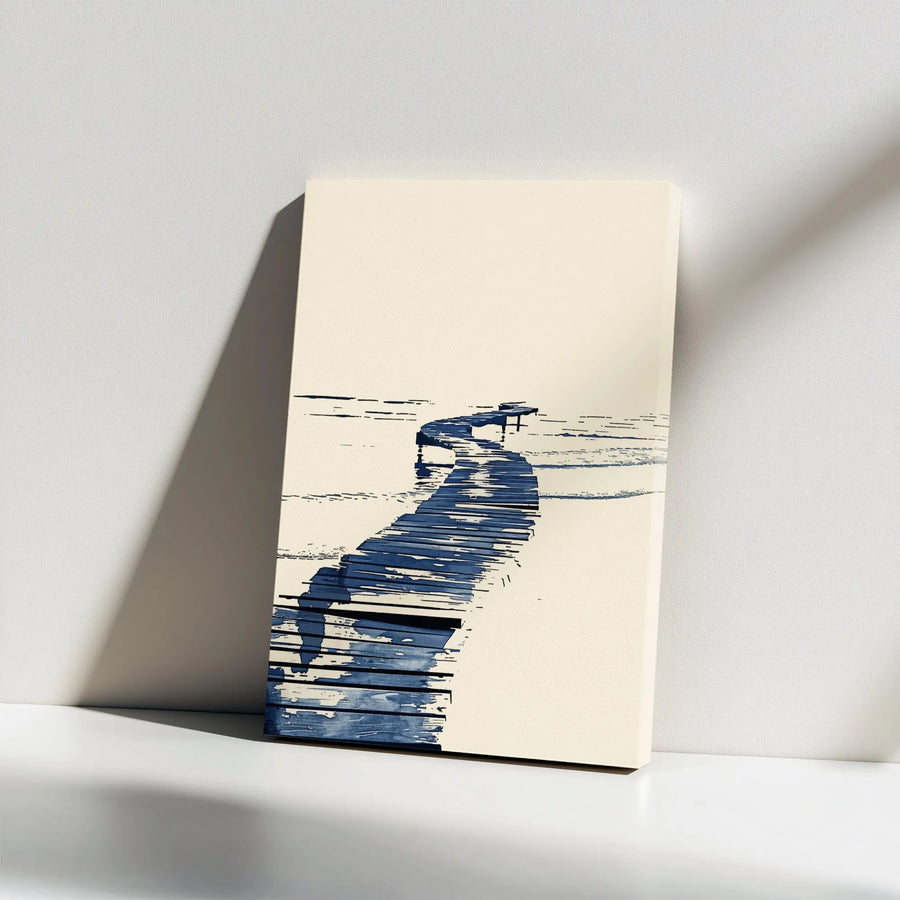 Abstract Pier Canvas Wall Art | Minimalist Coastal Sketch Design | Premium 1.25" Thick Gallery Wrap | Modern Home Decor Gift