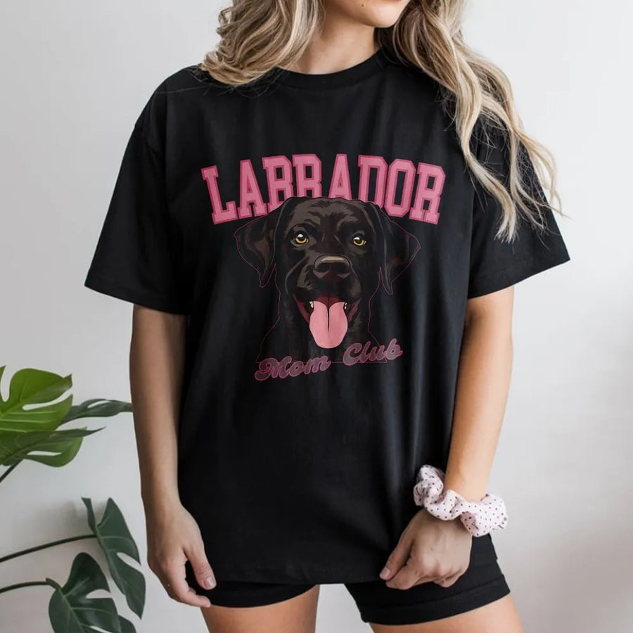 Labrador Mom Club T-Shirt | Chocolate Lab Dog Lover Graphic Tee | Premium 100% Cotton Unisex Apparel | Perfect Gift for Dog Owners
