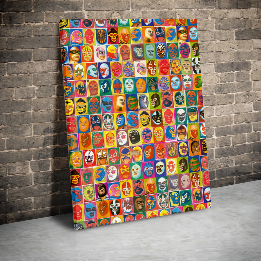 Lucha Libre Mask Wall Art | Vibrant Mexican Wrestler Collage | Premium Gallery-Wrapped Canvas | Unique Gift For Wrestling Fans