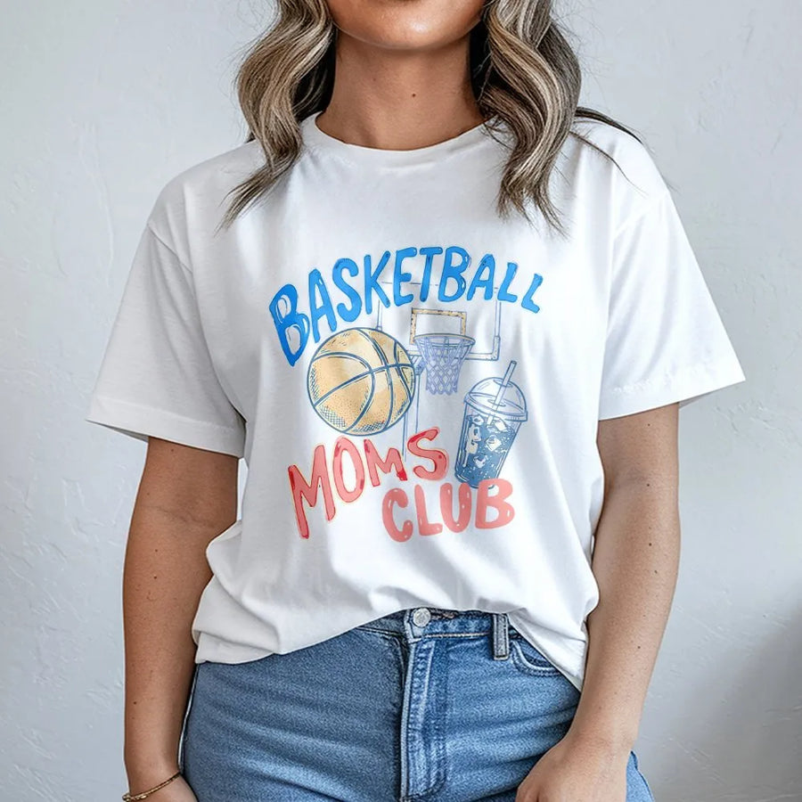 Basketball Mom T-Shirt | Gameday Doodle Graphic | Soft Cozy Crewneck | Proud Basketball Parent Gift