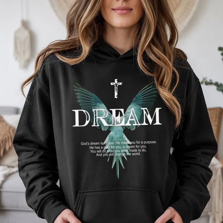 Dream Christian Hoodie | Religious Faith Graphic Sweatshirt | Premium Cotton-Blend | Inspiring Bible Verse Gift for Men and Women