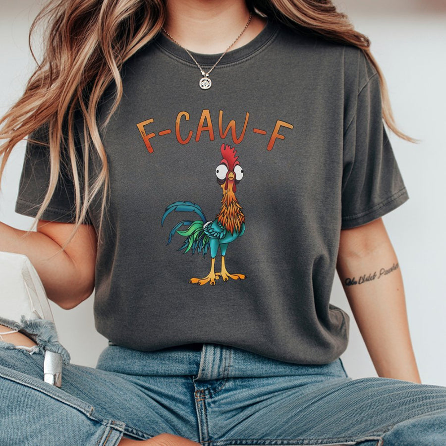 Funny Chicken T-Shirt | F-CAW-F Rooster Graphic Design | Premium 100% Cotton Tee | Hilarious Farm Animal Gift for Men and Women