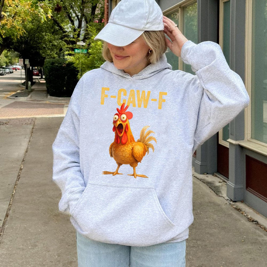 Funny Chicken Hoodie | F-Caw-F Sarcastic Meme Graphic Design | Premium Cotton-Poly Blend | Unisex Gift for Poultry Lovers and Farmers