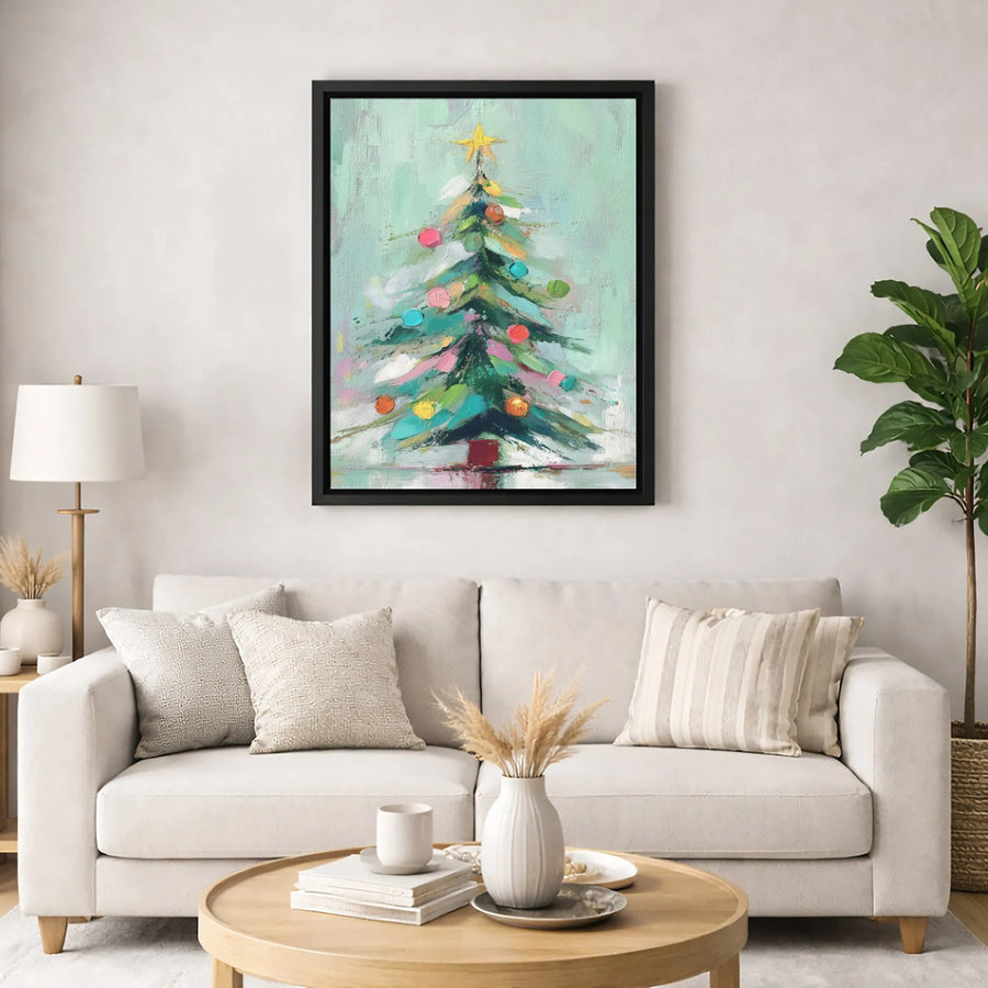 Abstract Christmas Tree Canvas Art | Modern Painterly Holiday Wall Decor | Premium Fade-Resistant Print | Festive Winter Home Gift