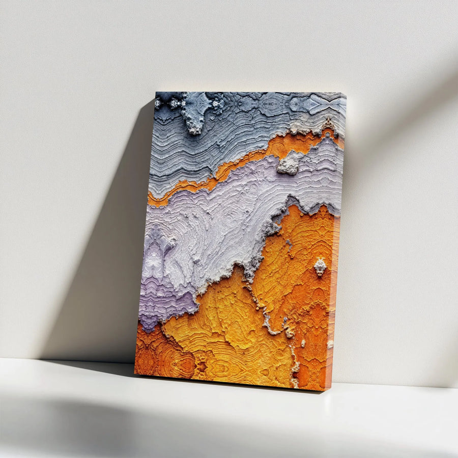 Abstract Textured Canvas Print | Orange and Gray Geode Wall Art | Premium Gallery Wrapped Canvas | Modern Living Room Decor Gift