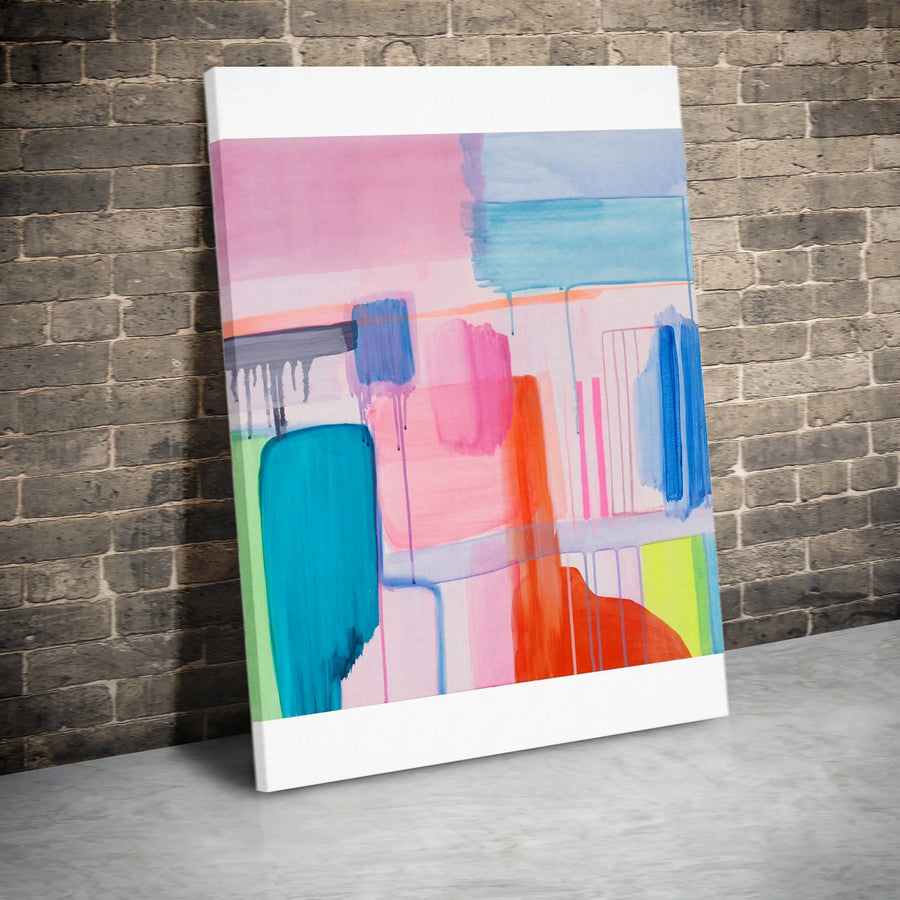 Abstract Canvas Wall Art | Colorful Watercolor Block Design | Premium Gallery Wrapped Canvas | Modern Living Room Decor