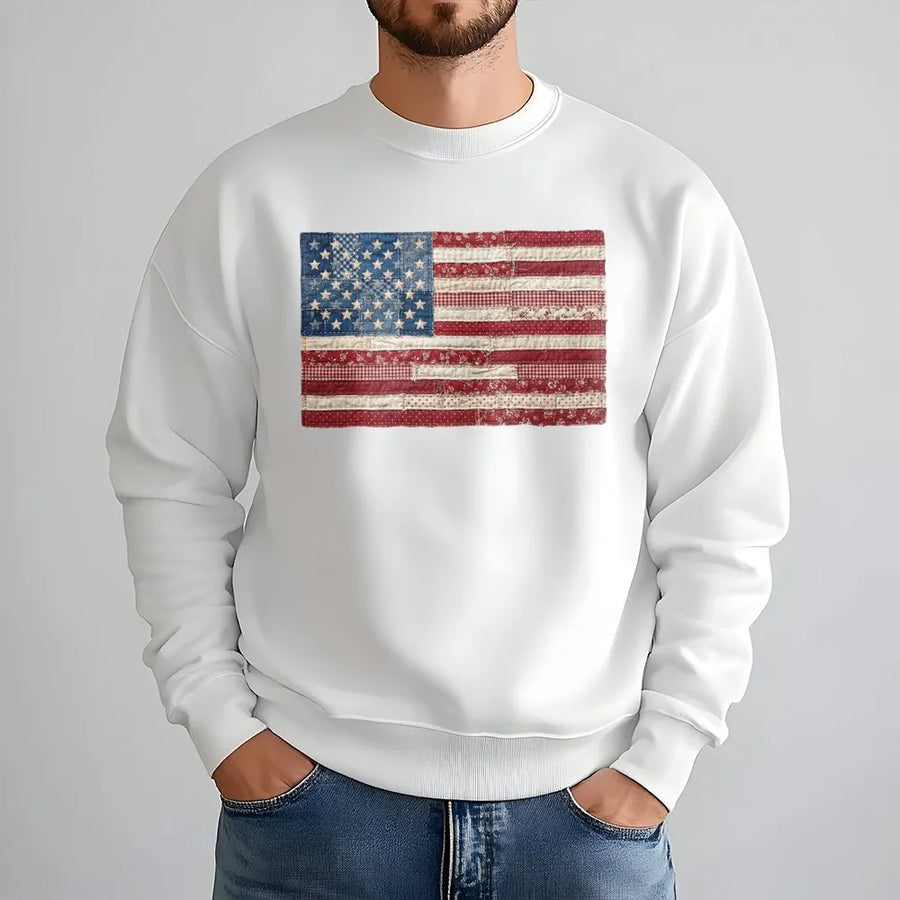 Retro 4th of July Shirt | Vintage Patchwork American Flag Tee | Premium Comfort Colors Cotton | Patriotic Independence Day Gift