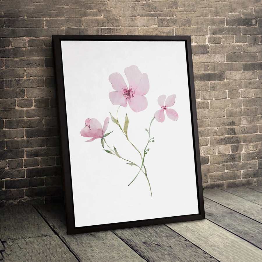 Pink Watercolor Wildflower Wall Art | Minimalist Botanical Canvas Print | Premium Gallery-Wrapped Decor | Elegant Home and Office Gift