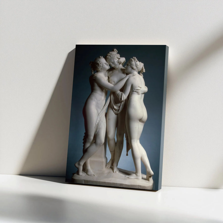 The Three Graces Canvas Wall Art | Antonio Canova Neoclassical Masterpiece | Premium Gallery Wrapped Print | Classic Art Gift for Home Office