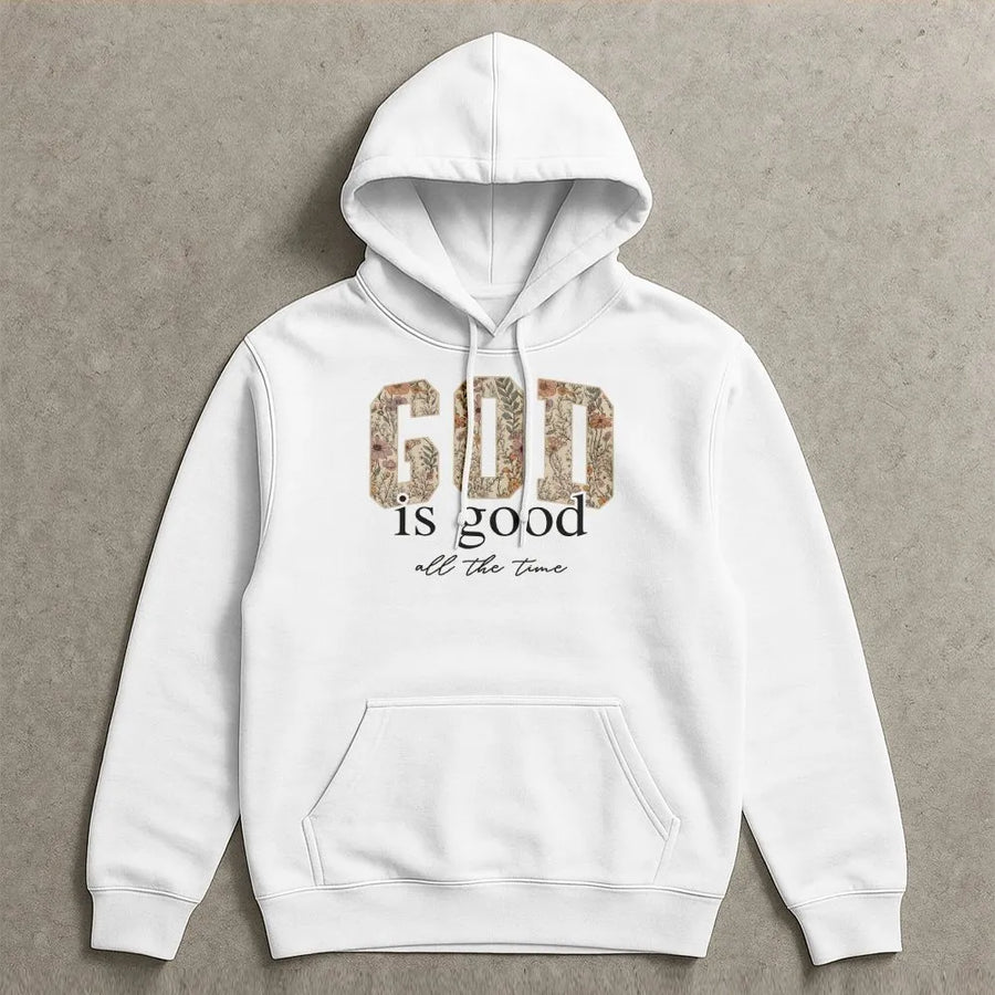 God is Good Christian Hoodie | Vintage Floral Text Design | Premium Cotton Blend | Inspirational Religious Gift for Women