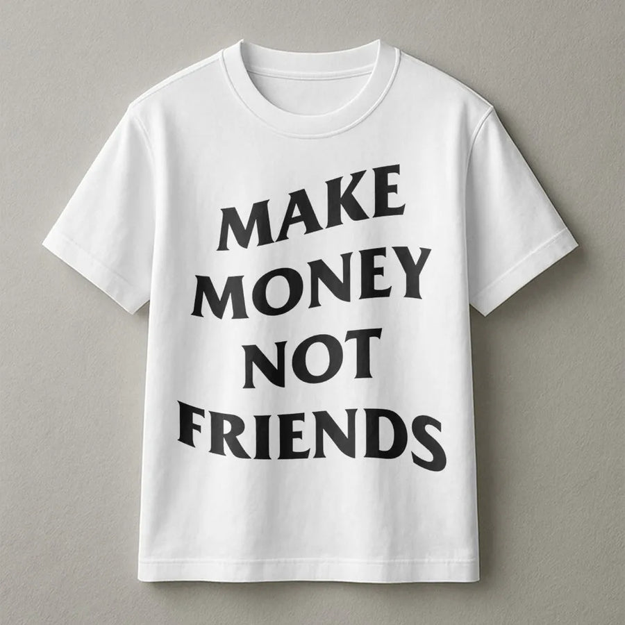 Make Money Not Friends T-Shirt | Bold Motivational Streetwear Graphic | Premium Soft Cotton | Hustler Apparel Gift for Entrepreneurs