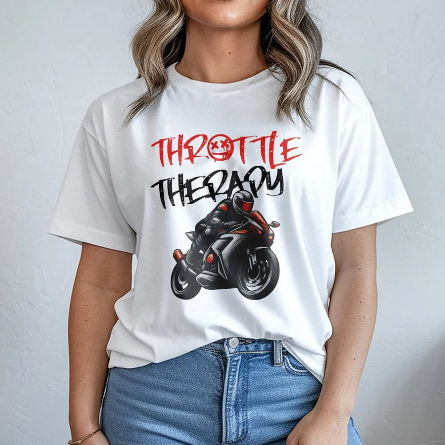 Throttle Therapy Motorcycle T-Shirt | Sport Bike Biker Graphic Tee | 100% Cotton Premium Quality | Birthday Gift For Men And Women Riders