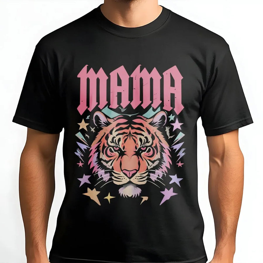 Mama Tiger T-Shirt | Retro Graphic Rocker Style | Premium Cotton Blend Pullover | Gift for Cool Mom