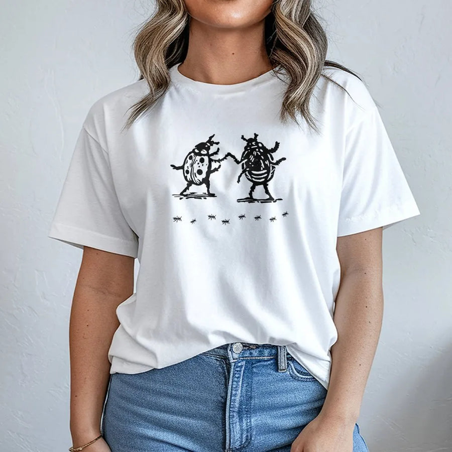 Dancing Ladybugs T-Shirt | Retro Indie Concert Style Graphic Tee | Premium Cotton | Unisex Music Fan Gift