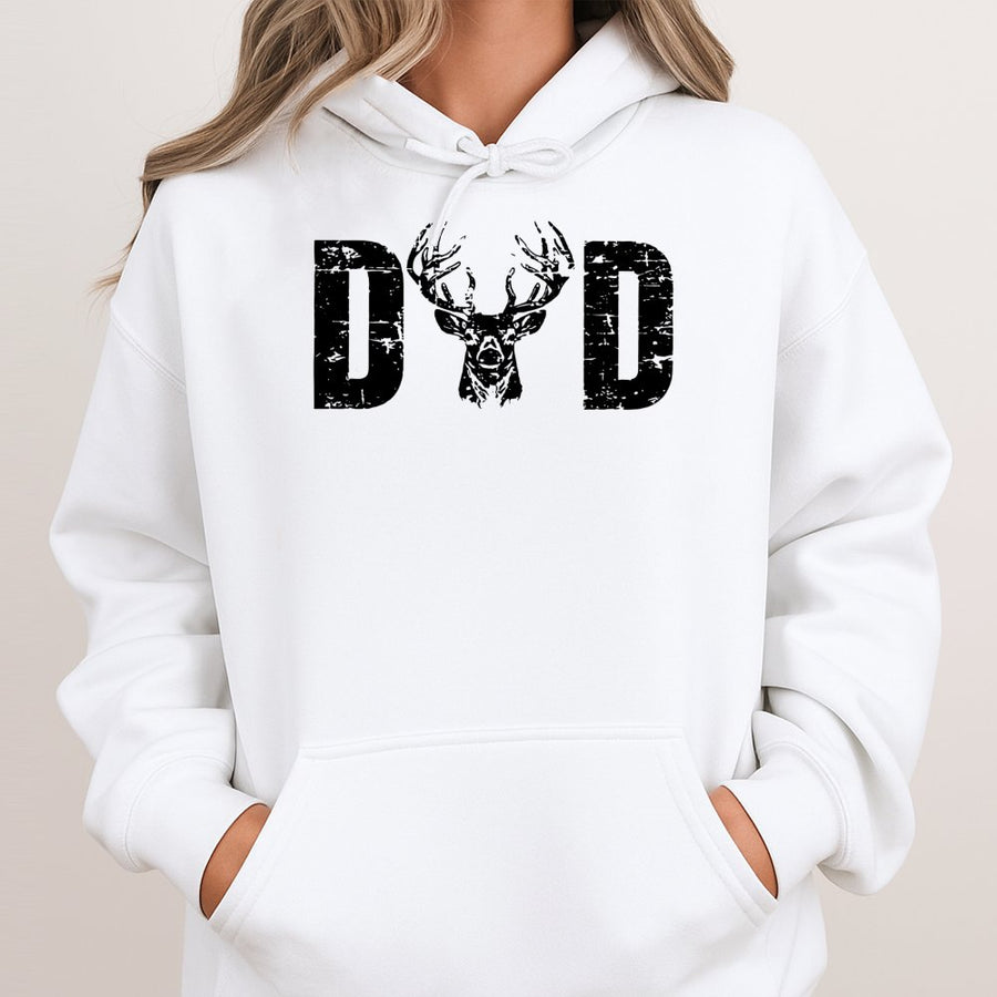 Hunting Dad Hoodie | Distressed Deer Antler Graphic | Premium Cotton Blend | Perfect Father's Day 2026 Gift for Hunter Outdoorsman