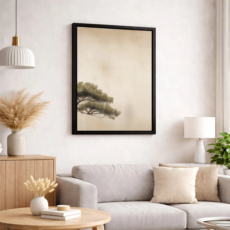 Japanese Pine Tree Canvas Wall Art | Minimalist Zen Botanical Print | Premium Gallery-Wrapped Decor | Elegant Home and Office Gift