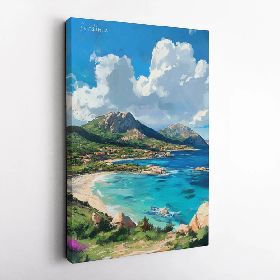 Sardinia Italy Coastal Landscape Canvas Print | Mediterranean Beach Scenic Art | Premium Gallery Wrapped Wall Decor | Italian Travel Gift for Home Office