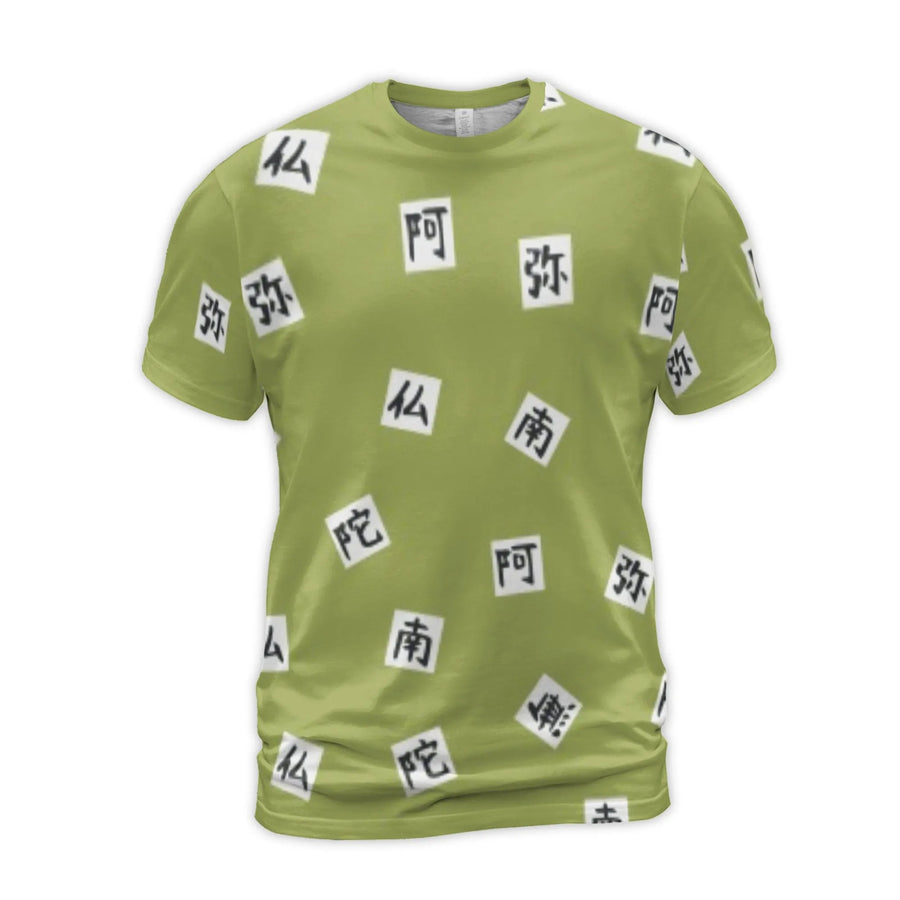 Buddhist Kanji 3D T-Shirt | Namu Amida Butsu Calligraphy Graphic | Premium Stretch Jersey | Spiritual Zen Gift for Meditation Enthusiasts