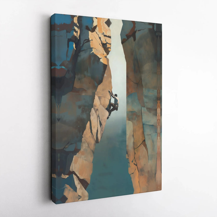 Rock Climbing Wall Art | Modern Abstract Climber Painting Print | Premium Thick Gallery Canvas | Gift for Mountaineer & Home Gym Decor