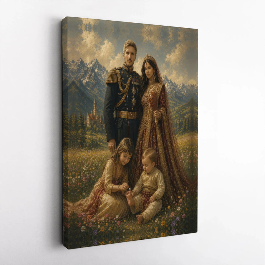 Royal Family Portrait Canvas Wall Art | Vintage Oil Painting Style Print | Premium Fade-Resistant Canvas | Collector's Home & Living Room Decor
