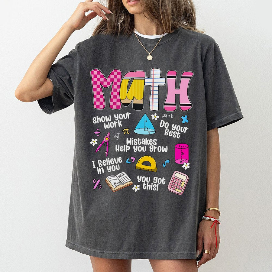 Math Teacher T-Shirt | Retro Education Graphic Design | 100% Cotton Premium Tee | Back To School Gift For Mathematicians And Educators