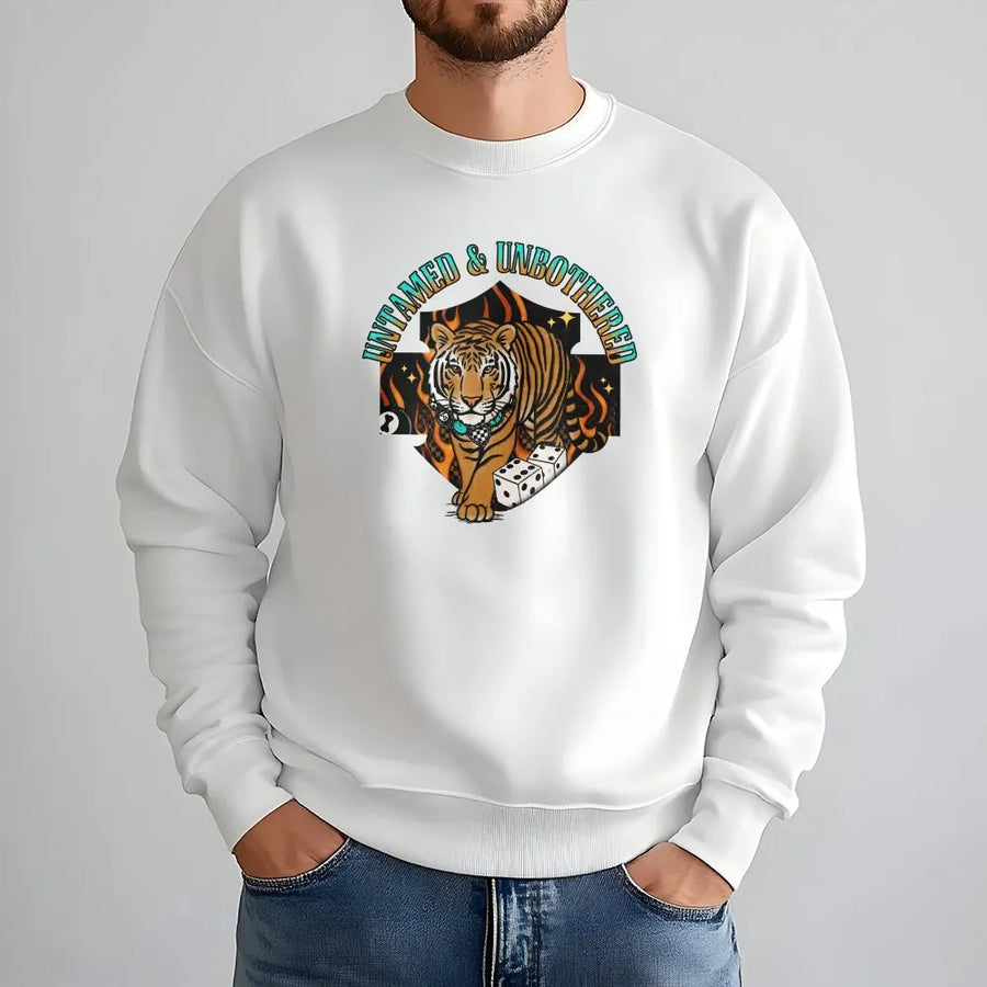Untamed & Unbothered Tiger Sweatshirt | Retro Western Graphic Design | Premium Cotton Blend | Gift for Country Music Fans & Cowgirl Aesthetic