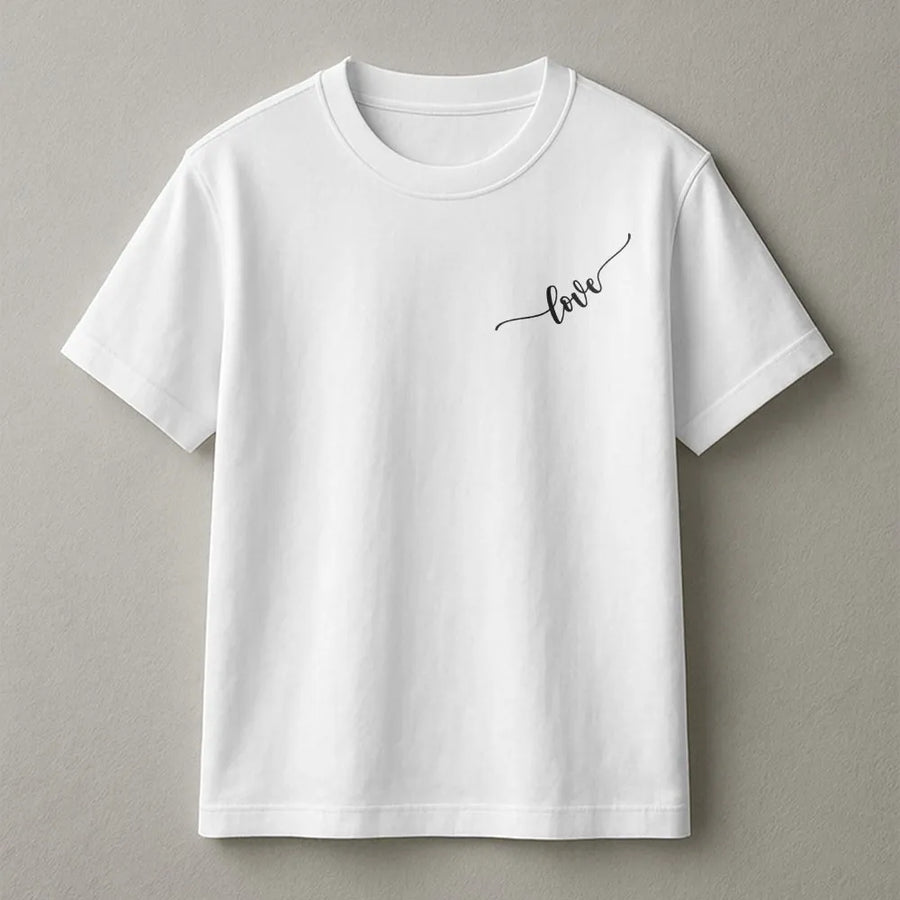 Love Script T-Shirt | Minimalist Cursive Typography Design | Soft Premium Cotton | Romantic Gift For Her or Couples