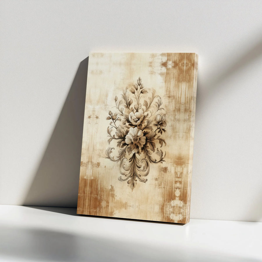 Vintage Floral Canvas Wall Art | Rustic Baroque Botanical Print | Premium Gallery Canvas | Elegant Living Room & Farmhouse Decor Gift