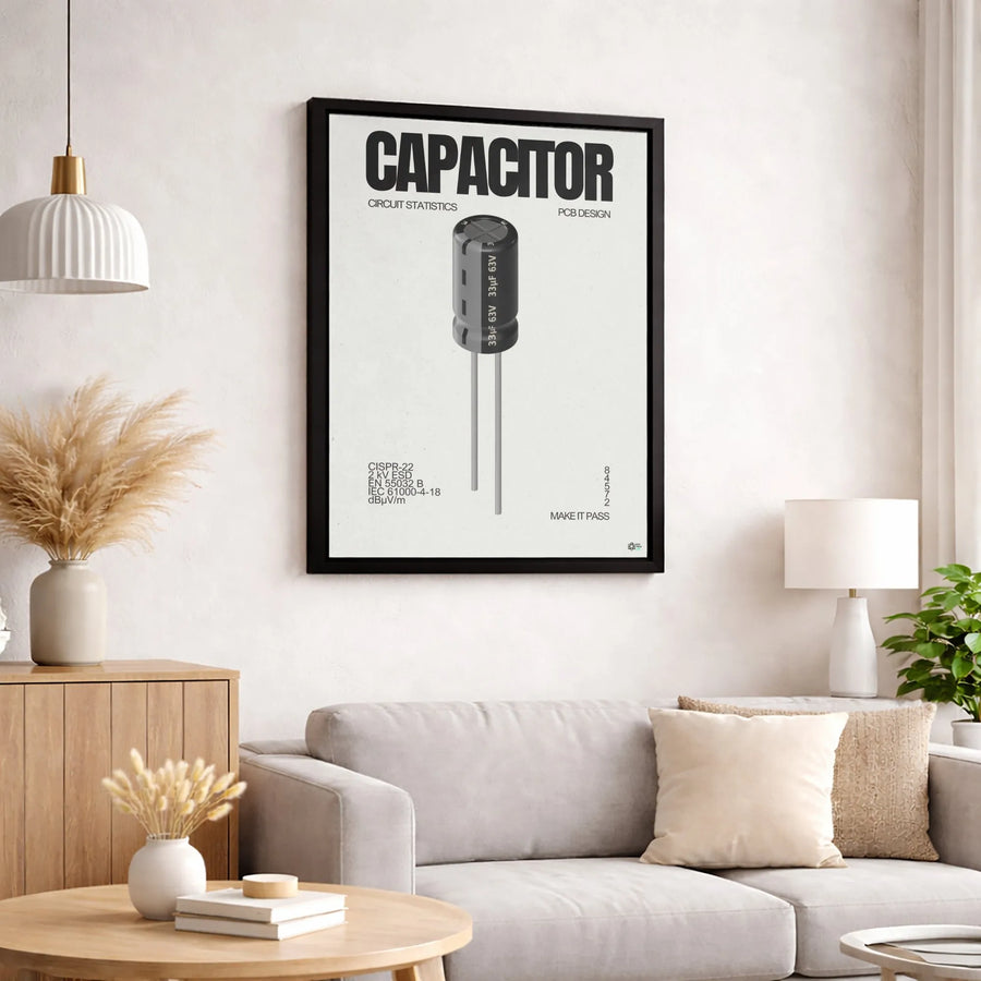 Capacitor Engineering Wall Art | Minimalist Circuit Board Schematic | Premium Gallery-Wrapped Canvas | Electrical Engineer Gift for Office
