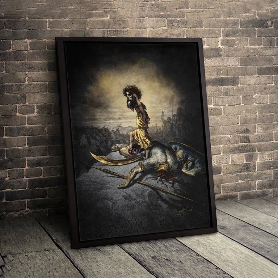 David and Goliath Canvas Print | Epic Biblical Art Wall Decor | Premium 1.25" Gallery Wrapped Canvas | Religious Gift for Men and Home Office