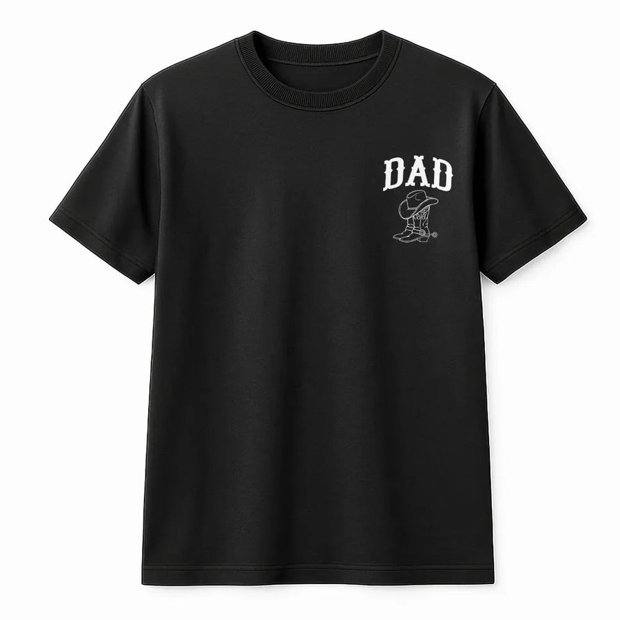 Western Dad T-Shirt | Cowboy Boot & Hat Pocket Print Sweatshirt | Soft Cotton-Poly Blend | Premium Father's Day Gift for Country Dad