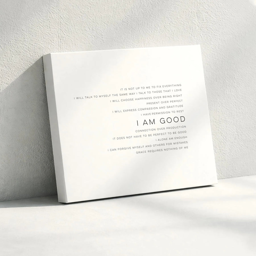 I Am Good Inspirational Wall Art | Motivational Affirmation Canvas Print | Premium Fade-Resistant Decor | Positive Mental Health Gift for Home Office