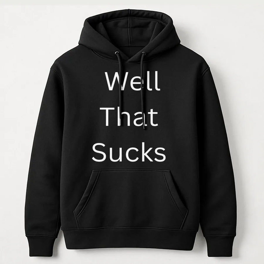 Well That Sucks Hoodie | Funny Sarcastic Quote Graphic Tee | Premium Cotton Unisex Top | Humorous Gag Gift for Adults