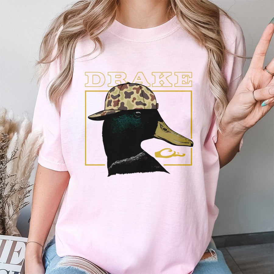 Duck Hunting T-Shirt | Mallard in Camo Hat Retro Graphic | 100% Cotton Premium Apparel | Gift for Outdoorsman and Waterfowl Hunter