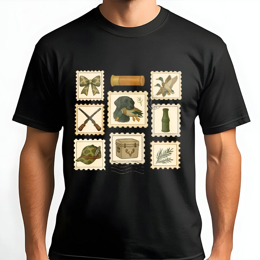 Duck Hunting Graphic T-Shirt | Preppy Coquette Stamp Aesthetic | 100% Cotton Premium Tee | Unique Gift for Hunters & Outdoorsy Women