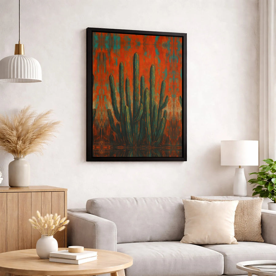 Abstract Cactus Wall Art | Southwestern Desert Decor | Premium Fade-Resistant Gallery Canvas | Modern Home & Office Decor Gift