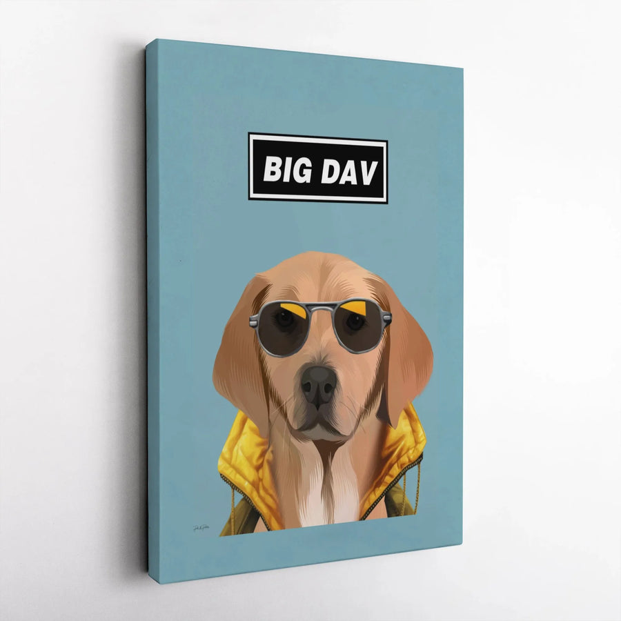 Dog Wall Art Canvas | Trendy Golden Retriever in Sunglasses | Premium Gallery Wrap Decor | Fun Modern Animal Portrait Gift for Dog Lovers