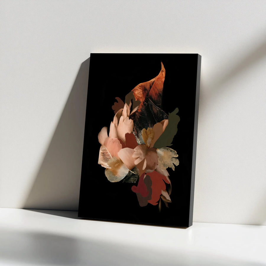 Abstract Floral Canvas Wall Art | Moody Botanical Collage Print | Thick Gallery Wrap Canvas | Modern Home Decor Gift
