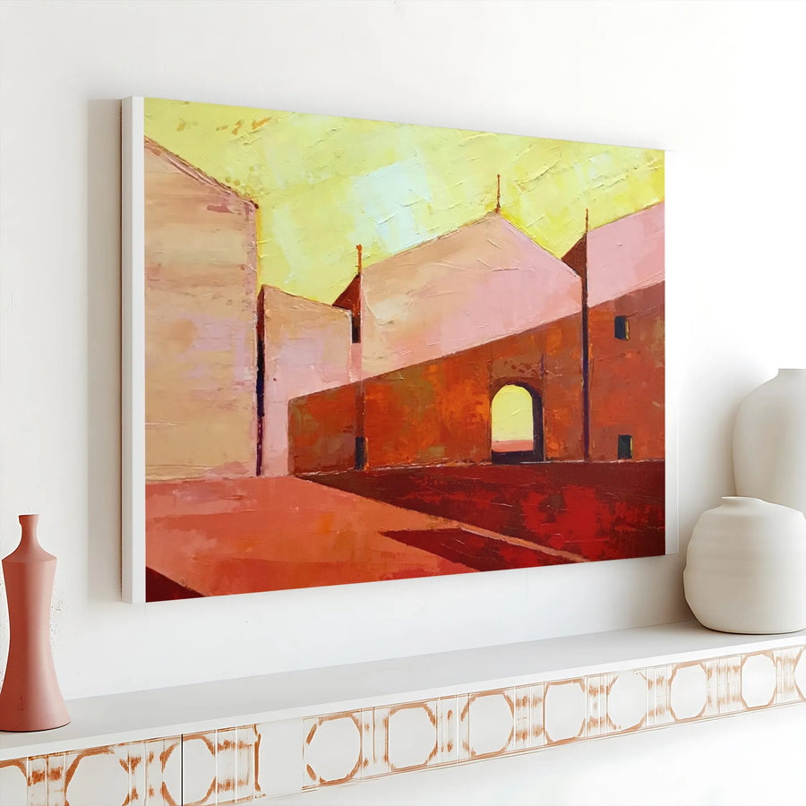 Abstract Cityscape Canvas Wall Art | Textured Geometric Architecture Print | Premium Fade-Resistant Ink | Modern Home Decor Gift