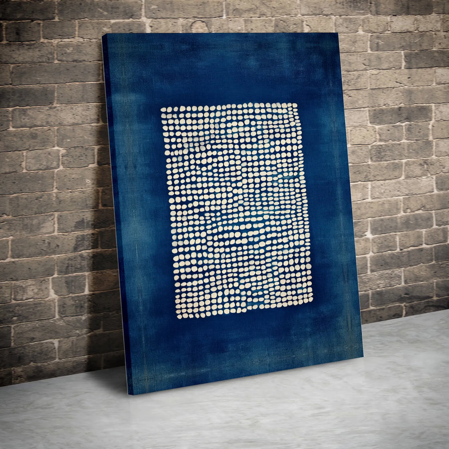 Abstract Indigo Canvas Art | Minimalist Geometric Dot Pattern | Gallery-Quality 1.25 Inch Profile | Modern Home & Office Wall Decor