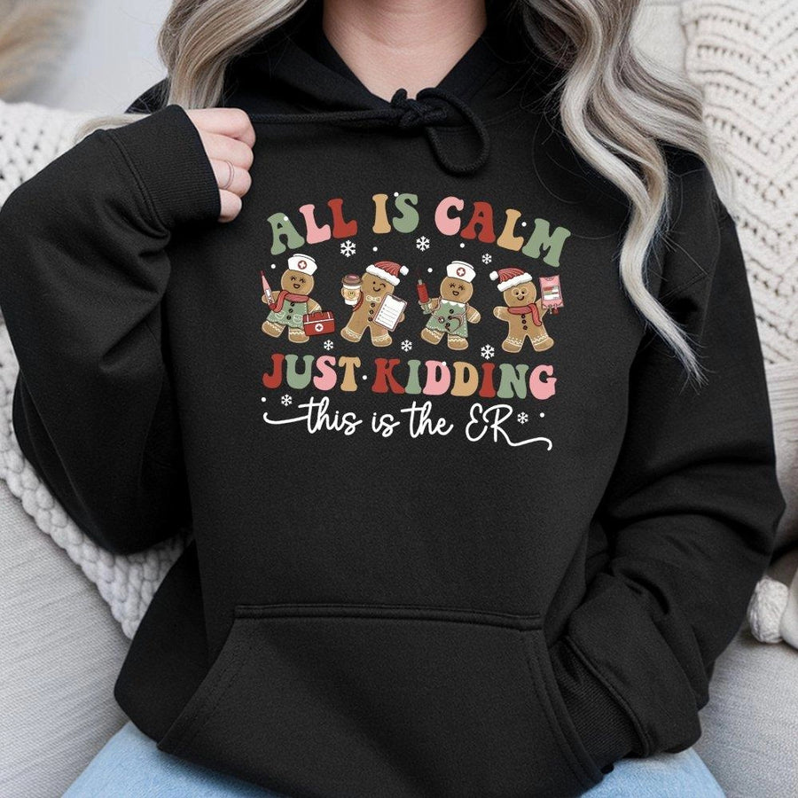 ER Nurse Christmas Hoodie | Gingerbread Medical Staff Graphic | Premium Cotton Blend | Funny Holiday Gift for Emergency Room Workers