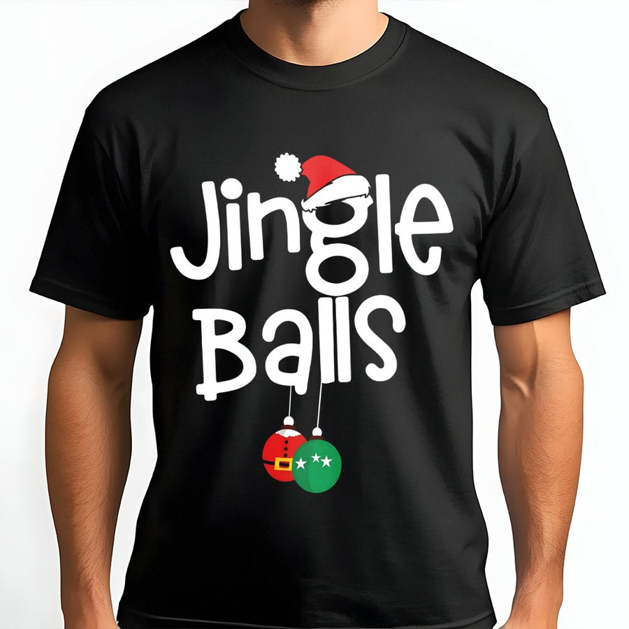 Jingle Balls Funny Christmas T-Shirt | Naughty Humor Holiday Graphic Tee | Premium 100% Cotton | Adult Gag Gift for Men and Couples