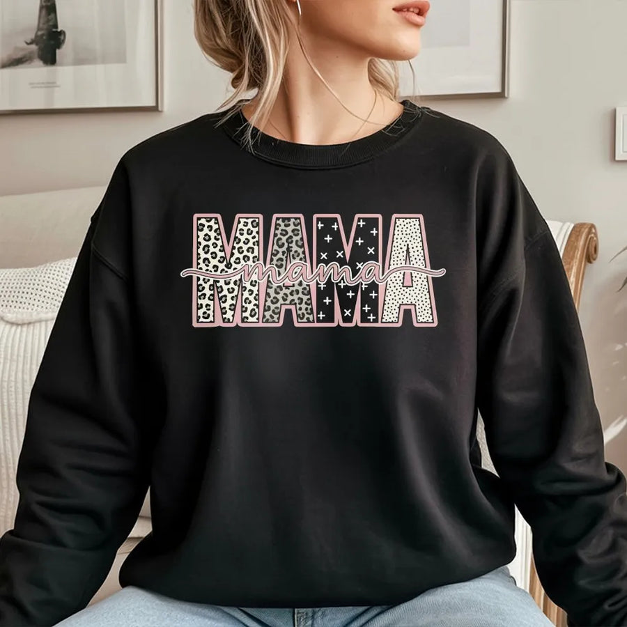 Grandma Mama Sweatshirt | Leopard Print Graphic Sweatshirt | Premium Cotton-Blend Pullover | Mothers Day Gift for Grandmother