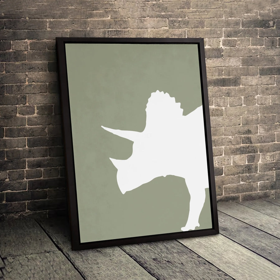 Triceratops Dinosaur Wall Art | Minimalist Silhouette Decor | Premium Gallery Wrap Canvas | Nursery or Modern Home Decor Gift