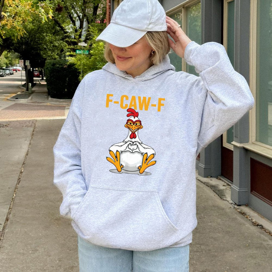 Funny Chicken Hoodie | F-CAW-F Sarcastic Heart Meme Design | Premium Cotton-Blend Sweatshirt | Quirky Gift for Chicken Lovers & Farmers